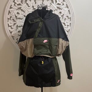 Nike Black and Olive Jacket with Pink Accents